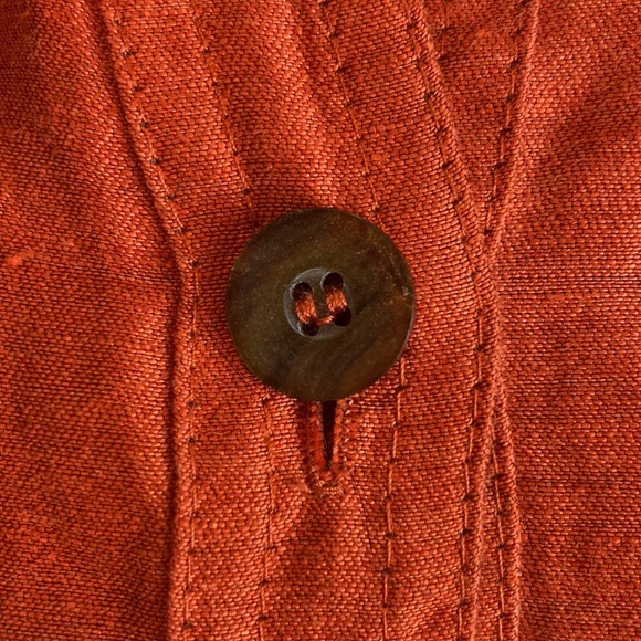 Tesori Linen Tunic Button Up Top Orange Shimmer S Old Money Resortwear Longline - Picture 5 of 12